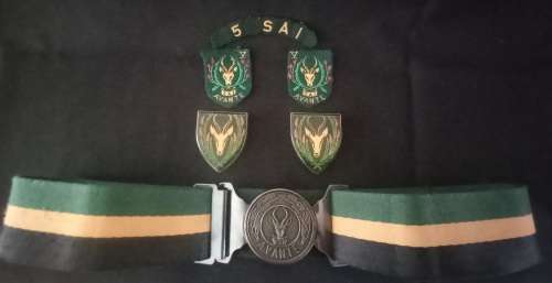 5 SA. Infantry Battalion Stable Belt / Shoulder Flashes and (Cloth Badges!!! VERY HARD TO FIND)  RR9