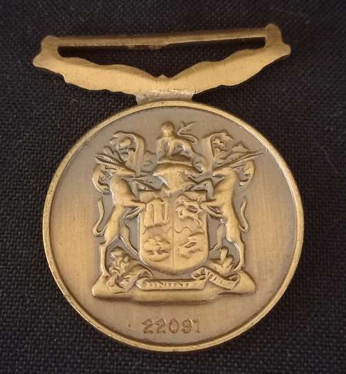 SADF - FULL SIZE DE WET (10 YEAR) SERVICE MEDAL NUMBERED 22091
