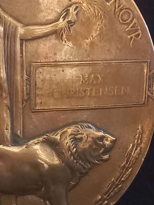WW1 Death Plaque To MAX CHRISTENSEN