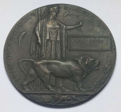 WW1 Death Plaque To JOHN PEARIS DALTON