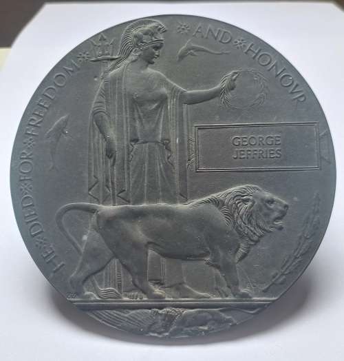 WW1 Death Plaque To GEORGE JEFFRIES