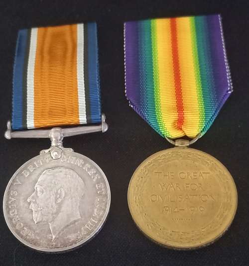 WW1 British War Medal And Victory Medal To G. 3186 CPL. B. BRADNUM. MIDD XR.              W10