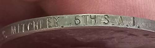 WW1 British War Medal To PTE. G.J.S. MITCHLEY 6TH S.A.I.                       W22