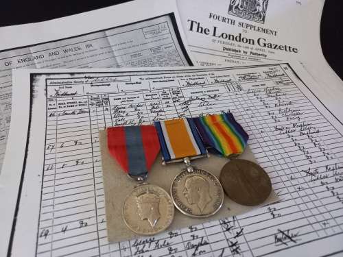 WW1 Trio Medal Group To 920229 GNR. H.E. COMPER. R.A. ( Awarded The IMPERIAL SERVICE MEDAL )