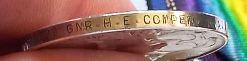 WW1 Trio Medal Group To 920229 GNR. H.E. COMPER. R.A. ( Awarded The IMPERIAL SERVICE MEDAL )