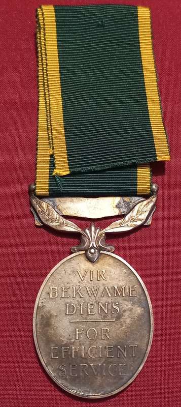 South Africa Efficiency Medal Lt M.J. Groenewald S.A.A.C.         FOR USERNAME Reinhard7  ONLY