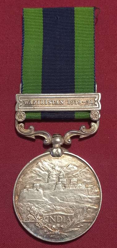1909 India General Service Medal WAZIRISTAN 1919 - 1921 Clasp  4958 SEPOY GURBACHAN SINGH. 36 SIKHS