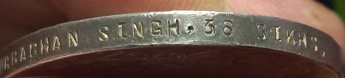 1909 India General Service Medal WAZIRISTAN 1919 - 1921 Clasp  4958 SEPOY GURBACHAN SINGH. 36 SIKHS