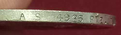 General Service Medal PALESTINE 1945 - 48 Awarded To: AS  4925 PTE. T. MOLOINYANE. A.P.C.