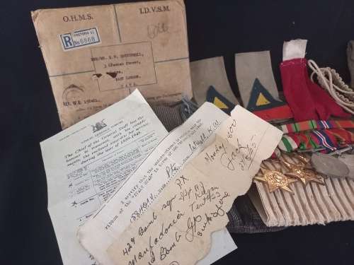 WW2 Medal Group, Insignia and Documents Awarded To: 158401 PTE. (GUNNER)  K.W. COTTERRELL