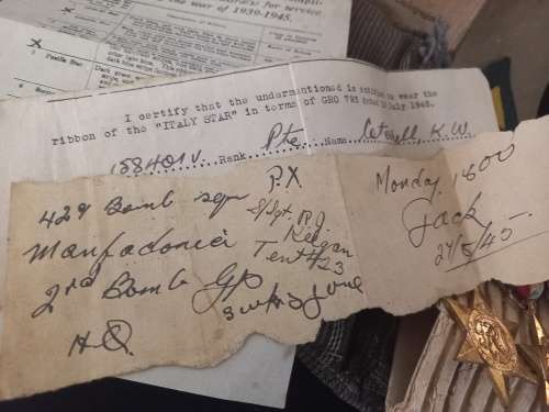WW2 Medal Group, Insignia and Documents Awarded To: 158401 PTE. (GUNNER)  K.W. COTTERRELL