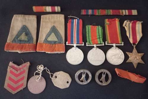 WW2 Medal Group and Insignia   Awarded To :   M.19002 D. ADAMS