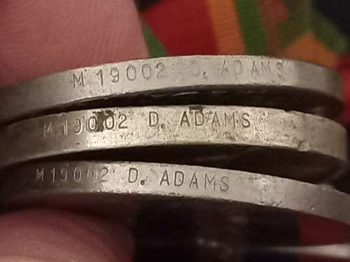 WW2 Medal Group and Insignia   Awarded To :   M.19002 D. ADAMS