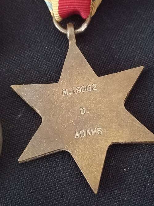 WW2 Medal Group and Insignia   Awarded To :   M.19002 D. ADAMS