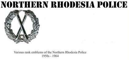 Northern Rhodesia Police Rank Emblem 1950`s - 1964    ( With Blue Enamel ) Size: 40 x 37mm     T11