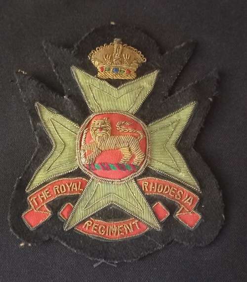 Royal Rhodesia Regiment Blazer  Embroidered ( Bullion Wire )  Badge     ``` STUNNING ``     T17