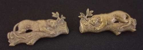 First City Volunteers Brass Collar Badges   1902 - 1906   (Note one with lugs one with pins )    X45