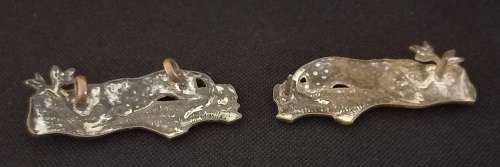 First City Volunteers Brass Collar Badges   1902 - 1906   (Note one with lugs one with pins )    X45