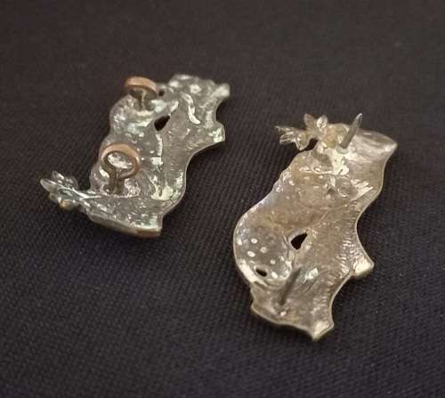 First City Volunteers Brass Collar Badges   1902 - 1906   (Note one with lugs one with pins )    X45