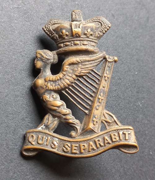 Victorian Royal Irish Rifles Brass Cap Badge  Excellent condition With 2 lugs North And South    X64