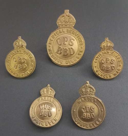 CPS / BBD Mediese Dienste Cap Badge + Opsigter And Burger Wag Collar Badges  (Note 1 No Lugs)   X109