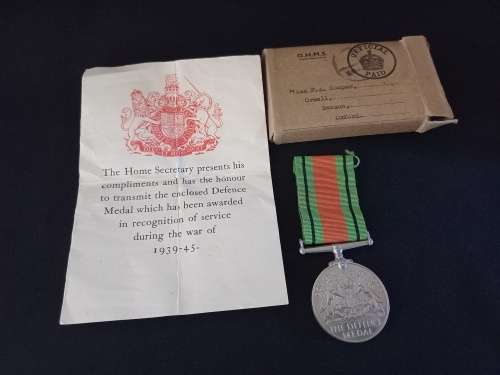 Defence Medal 1939 - 1945 Issued To: Miss F.A. Cooper  ( Medal Unnamed On Rim )             X130
