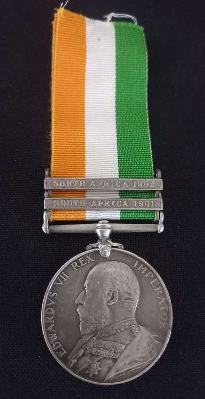 Boer War King`s South Africa Medal Awarded To   5038 PTE. P. HOGAN  RL: IRISH FUS:          No.2