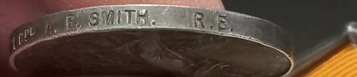Boer War King`s South Africa Medal Awarded To 2313 LCPL. A.E. SMITH. R.E.   No.5