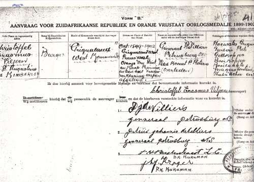 Boer War - ABO & LVW - BURGER C.E. VILJOEN With Research               No.3