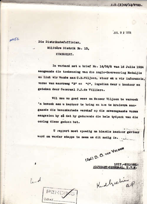 Boer War - ABO & LVW - BURGER C.E. VILJOEN With Research               No.3