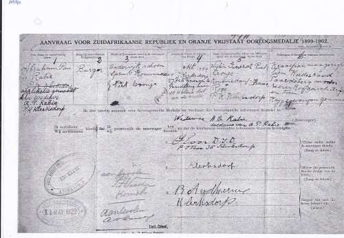 Boer War - ABO Medal Awarded To BURG. A.P. RABIE
