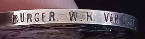 Boer War Medal Awarded To   BURGER W.H. VAN BART                No.15