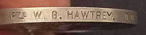 Boer War - QSA Medal Awarded To 2959 PTE. W.G. HAWTREY D. OF E. OWN V.R.           No.2