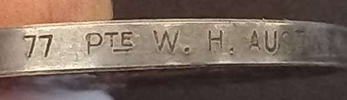 Boer War - QSA Medal Awarded To  77 PTE. W.H. AUSTIN GRAHAMSTOWN T.G.               No.3
