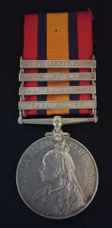 Boer War -  QSA Medal Awarded To: 2001 PTE. J. BENN. CAPE P.D.I.                     No.5