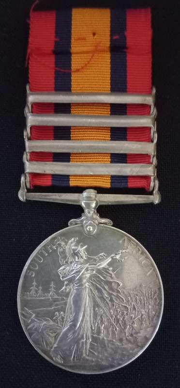 Boer War -  QSA Medal Awarded To: 2001 PTE. J. BENN. CAPE P.D.I.                     No.5