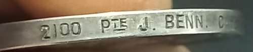 Boer War -  QSA Medal Awarded To: 2001 PTE. J. BENN. CAPE P.D.I.                     No.5