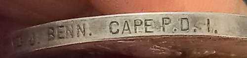 Boer War -  QSA Medal Awarded To: 2001 PTE. J. BENN. CAPE P.D.I.                     No.5