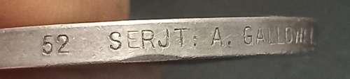 Boer War -  QSA Medal Awarded To:  52 SERJT: A. GALLOWAY CAPE TOWN HIGHRS.                 No.7