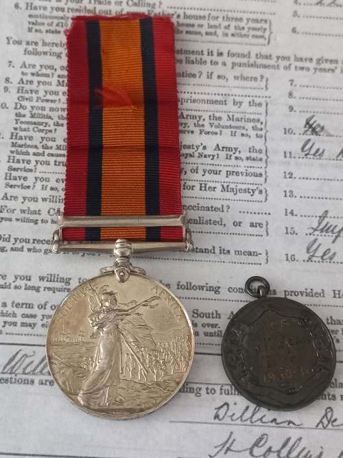 Boer War -  QSA Medal Awarded To:  21154 TPR. W. DEAN 27TH COY IMP. YEO + U.D.F Medal        No.12
