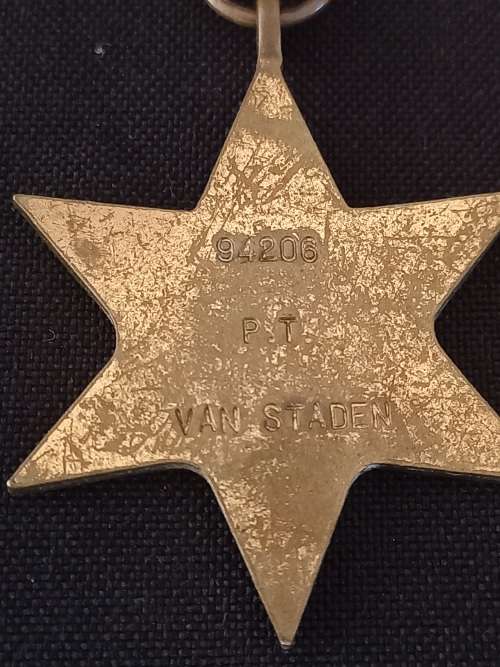WW2 Medal Group Awarded To: 94206 P.T. VAN STADEN   South African & Royal Air Force   No.2