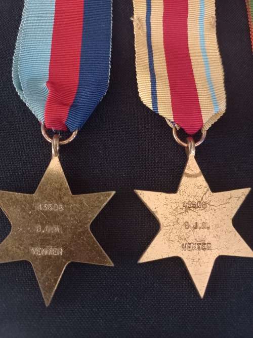 WW2 Medal Group Awarded To: 43506 B.J.A. VENTER With 8th Army Bar               No.3