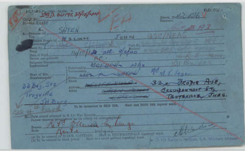 WW2 Medal Group Awarded To: 42456 SGT. W.J. SAYER                      No.11