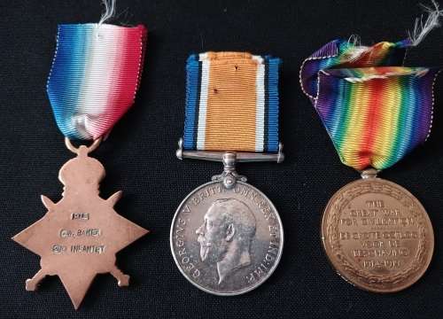 WW1 Medal Trio Awarded To: PTE. C.W. BAKER 2ND INFANTRY                  No.18