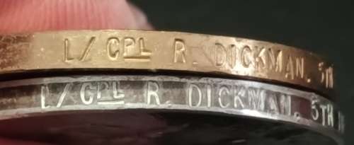 WW1 Medal Trio Awarded To: L/CPL R. DICKMAN 5TH INFANTRY                  No.19