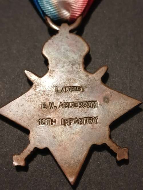 WW1 Medal Trio Awarded To: L/CPL E.V. ANDERSON 10TH INFANTRY                     No.21