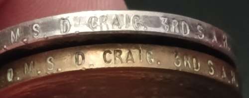 WW1 Medal Trio Awarded To: PTE. D. CRAIG 10TH INFANTRY                                No.22