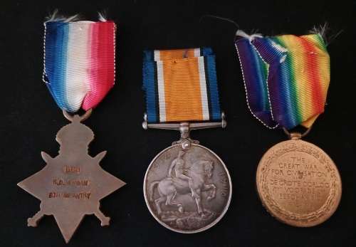WW1 Medal Trio Awarded To: PTE. R.D. MORGAN 9TH S.A.H.                         No.24