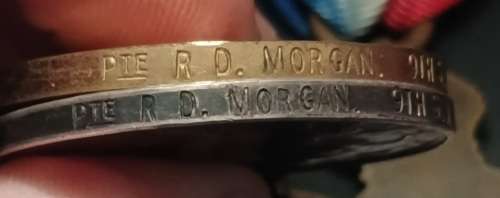 WW1 Medal Trio Awarded To: PTE. R.D. MORGAN 9TH S.A.H.                         No.24