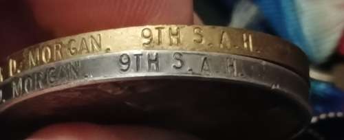 WW1 Medal Trio Awarded To: PTE. R.D. MORGAN 9TH S.A.H.                         No.24